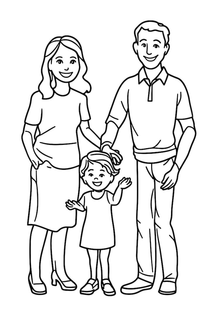 Black White Drawing Man Woman With Child 1034638 73006