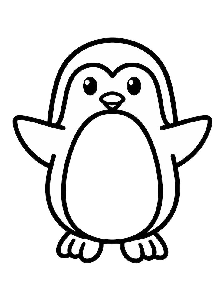 Black White Drawing Penguin With Yellow Beak 1166600 943