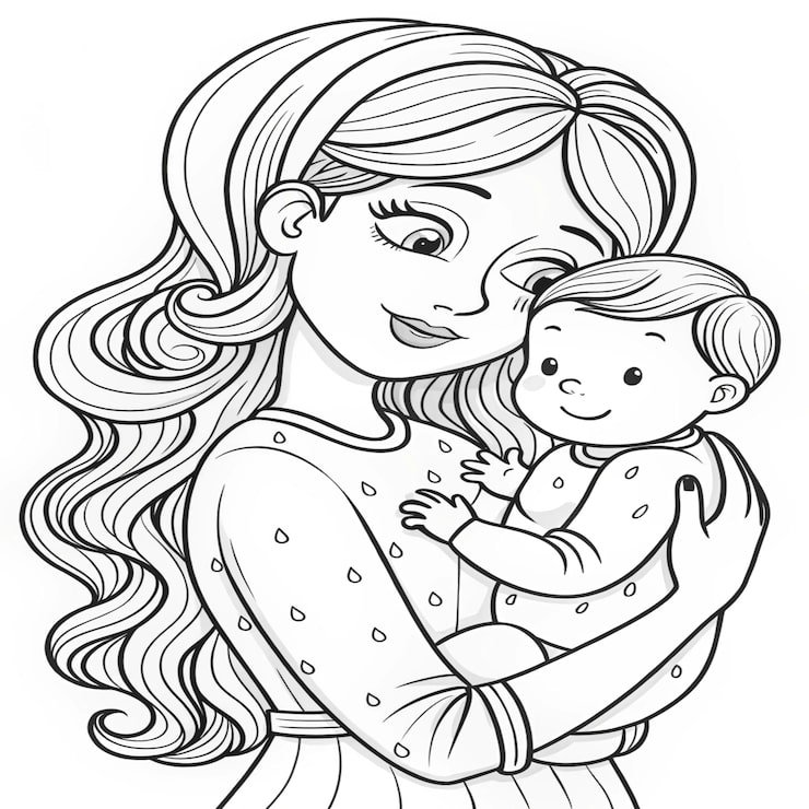 Black White Drawing Woman Holding Baby 645417 1375