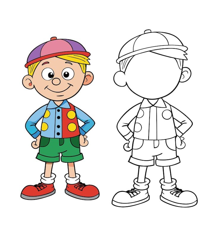 Cartoon Boy Colorful Clothes With Smiling Face 1283348 110198
