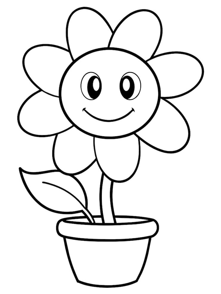 Cartoon Flower Black White Drawing White Background Coloring Picture 1043168 15938
