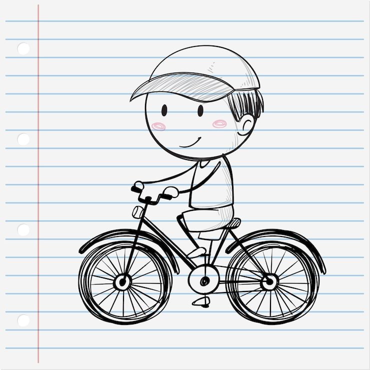 Child Riding Bicycle Sketch Illustration 1308 178143
