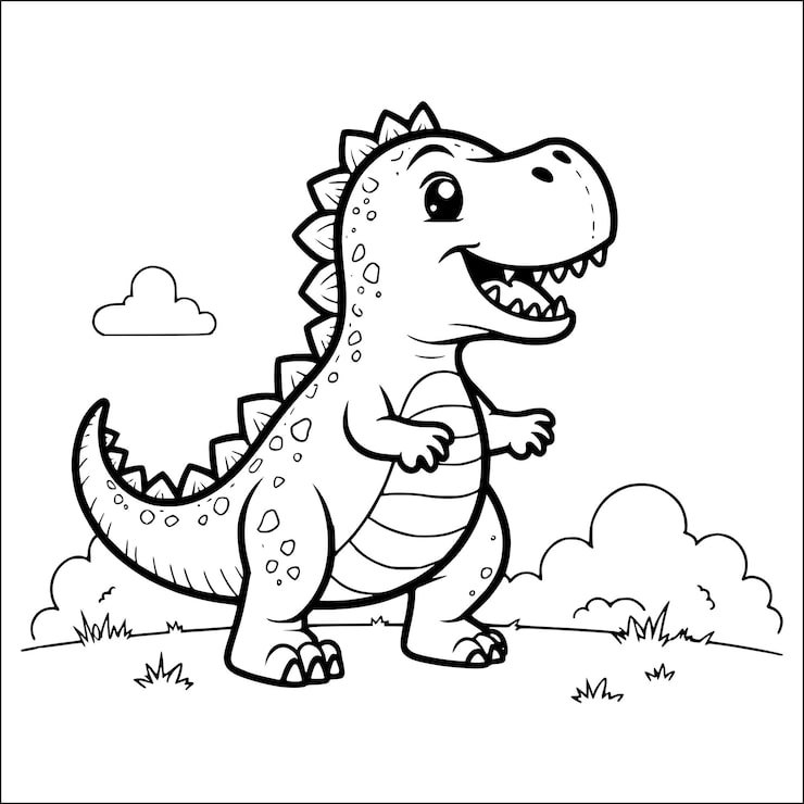 Cute Illustration Dinosaurus Doodle Colouring Page Kids 634677 7997
