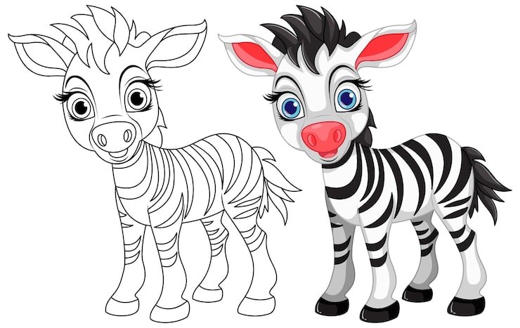 Cute Zebra Cartoon Animal Its Doodle Coloring Character 1308 138661