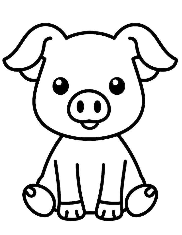 Drawing Pig With Black Outline That Says Pig 1166600 793