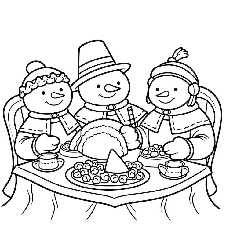 Drawing Three Children Playing Game Food With Man Wearing Hat Hat 1166600 816