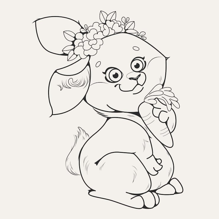 Hand Drawn Flat Design Bunny Outline 23 2149276830