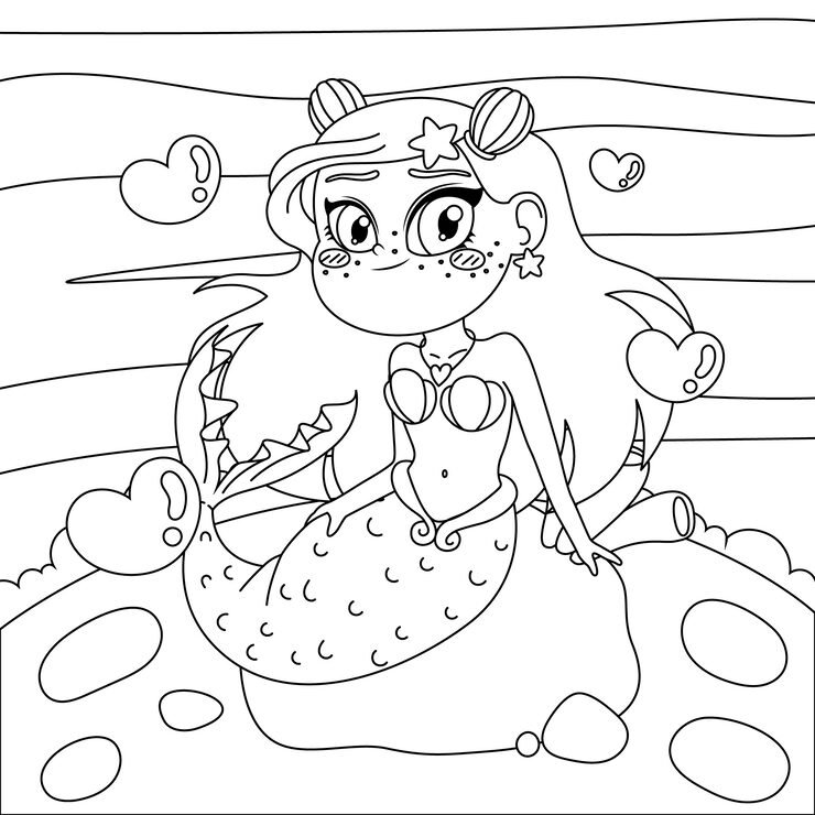 Hand Drawn Mermaid Coloring Book Illustration 23 2150095469