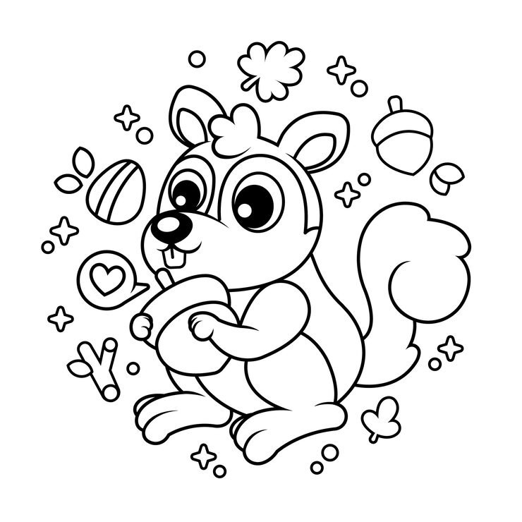 Hand Drawn Squirrel Outline Illustration 23 2150548866