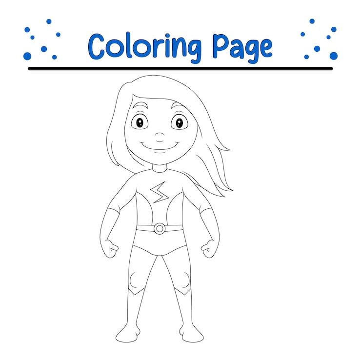 Happy Superhero Girl Posing Coloring Page 920056 1099
