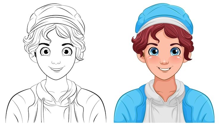 Male Teen Cartoon Wearing Hat 1308 158806