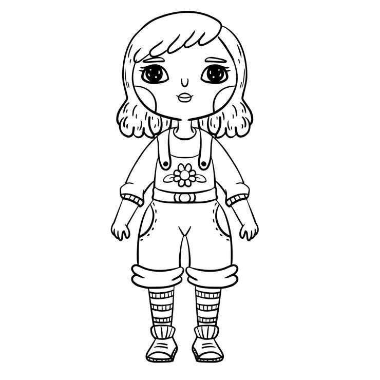 Outline Drawing Cute Girl Coloring Books 1206556 47