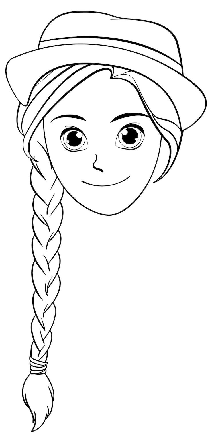 Outline Woman Wearing Braided Hat 1308 153728