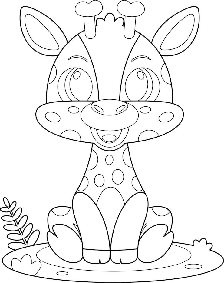 Outlined Cute Baby Giraffe Animal Cartoon Character Vector Hand Drawn Illustration 20412 3166