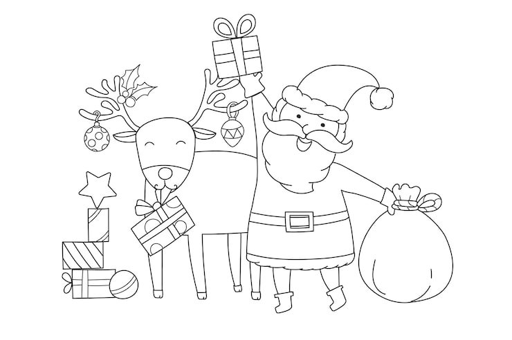 Santa Claus Rudolph Red Nosed Reindeer Vector 53876 43861
