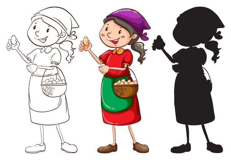 Sketch Female Vendor Different Colors 1308 84398
