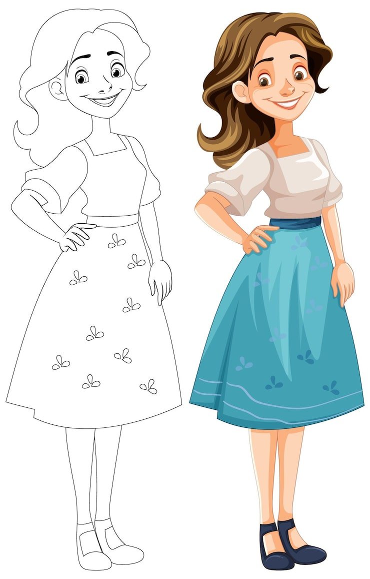 Smiling European Woman Cartoon Character Vector Style 1308 161769