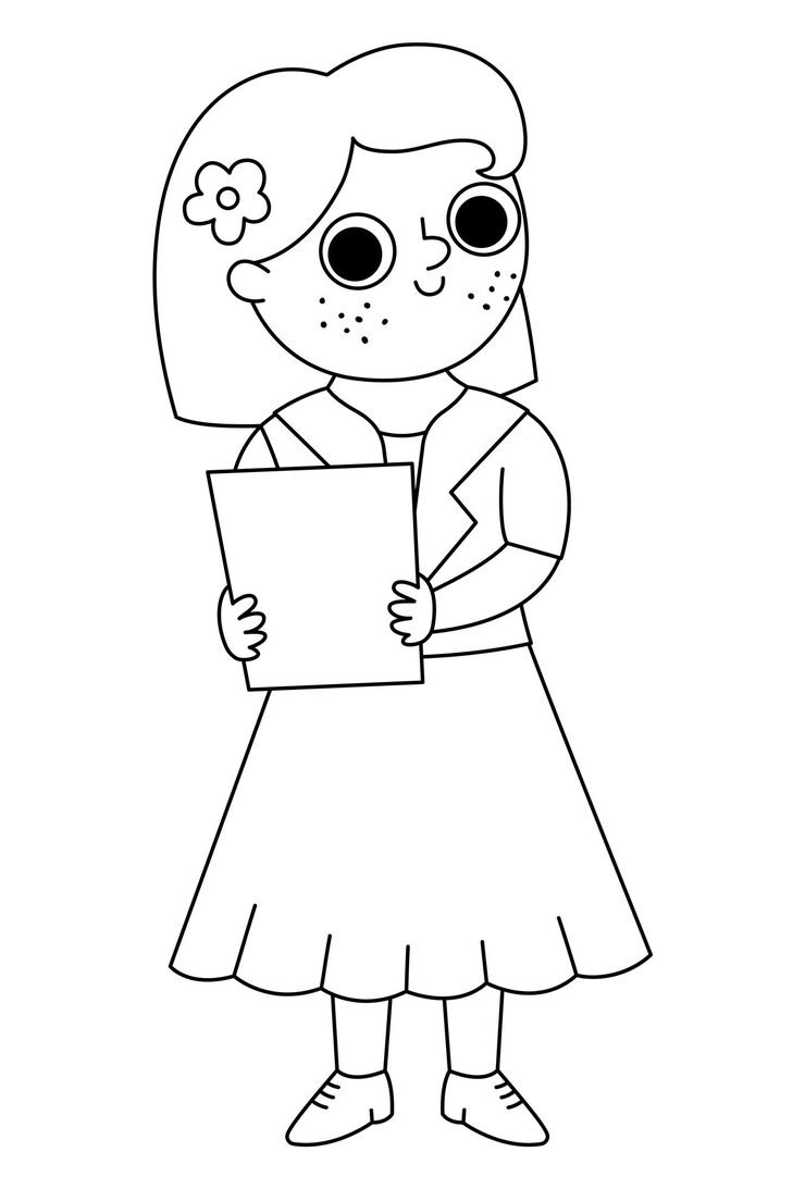 Vector Black White Wedding Registrar Illustration Cute Outline Girl Suit Official Ceremony Line Icon Cartoon Marriage Guest Elegant Woman Coloring Page Cute Lady Smart Outfitxa 150240 6114